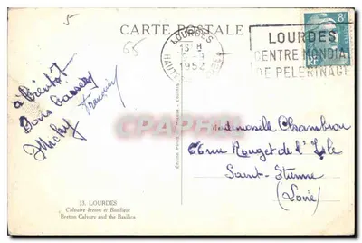 Bretonse kruistafel en Basiliek — Lourdes — Uitgave Haute-Saône, n°33 — Achterkant