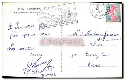 Lourdes — The Basilica and the Pic du Jer — Édition P. Doucet — Back