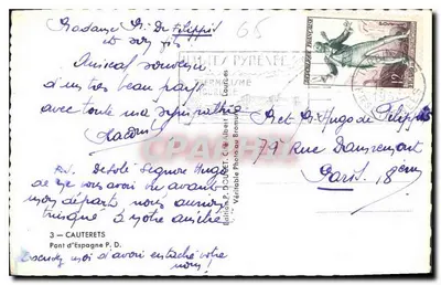 Pont d'Espagne — Cauterets — Wydawnictwo P. Douet, Cité Thermale — Rewers