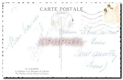 La Basilica e la Montagna del Calvario — Lourdes — Edizione Plaisirs de Lourdes, n°35 — Verso
