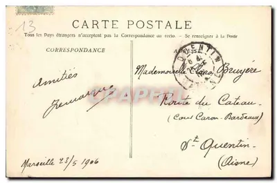 Marsella - El Castillo de If — Editor: Hélotype E. Lacour, n° 64 — Reverso