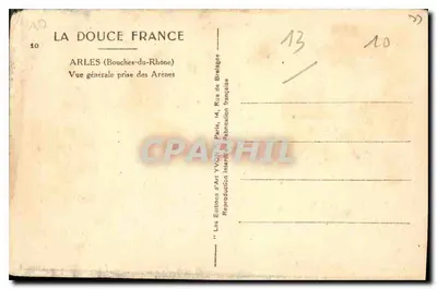 Arles — Vista geral tirada das Arènes — Les Éditions d'Art Yvogin, Paris — Verso