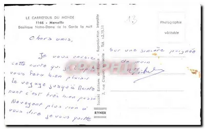 Basílica Nossa Senhora da Guarda — noite — Edições RYNER, Marselha — Verso