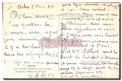 Arles - Teatr Starożytny — Stara pocztówka CAA n° 7, wydawca CAA — Rewers