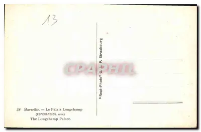 Pałac Longchamp — Marsylia — wydawca 'Real-Photo' P. Strasbour — Rewers