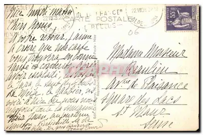 Golfe-Juan — Vista geral — Vista de Juan-les-Pins e do Farol da Garoupe — Editor: C. Gagnon, Nice — Verso