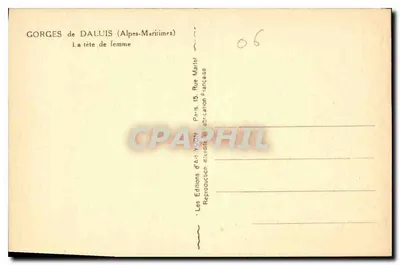 Gorges de Daluis — A Cabeça de Mulher — Les Éditions d'Art Yvon, Paris — Verso