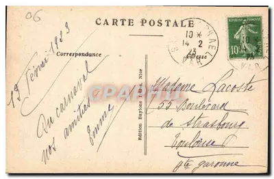 Nizza — Cascata del Castello — Edizione Bayonne, n° 143 — Verso