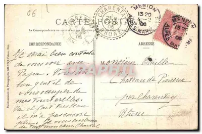 Pod drzewami w Cap Martin — Menton — Wydawnictwo Gillet, fot., Nice, nr 951 — Rewers