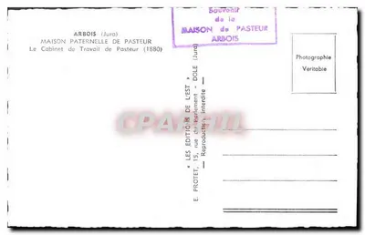 Cômodo de trabalho de Pasteur — Arbois (Jura) — Les Éditions de l'Est — Verso