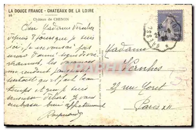 Schloss Chinon — Das süße Frankreich — Schlösser der Loire — Edition DART IVON, n°16 — Rückseite