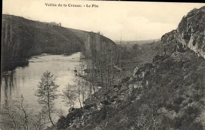 Vale da Creuse - Le Pin — visão do rio entre falésias, editor Riquet & Cie