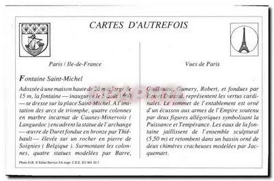 Paris — Fontaine Saint-Michel — Cartes d'Autrefois — Verso