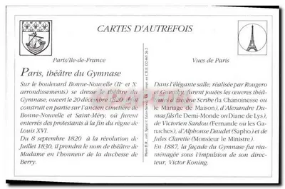 Parigi — Il Teatro del Gymnase — LL. — n° 932 — Verso