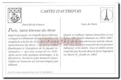 Paris (5. Bezirk) — Die Kirche Saint-Étienne-du-Mont, das Lycée Henri IV und die Turm von Clovis — LL — Rückseite