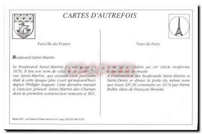 Paryż — Boulevar Saint-Martin — Édito-Service S.A. n° D2 465 52 02 — Rewers