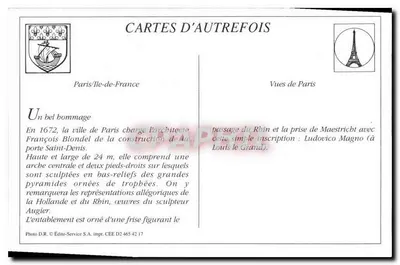 PARIS - Porte Saint-Denis — historische Ansicht — Édito-Service S.A. n° CEE D2 465 42 17 — Rückseite