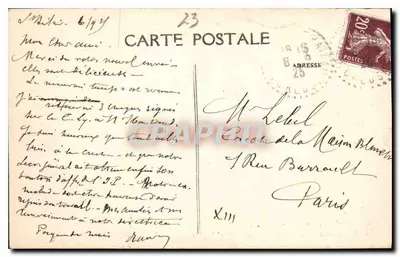 La Creuse Pittoresque — As Margens do Thaurion entre Vallières e Rcyère — M.F.A. n°1023 — Verso