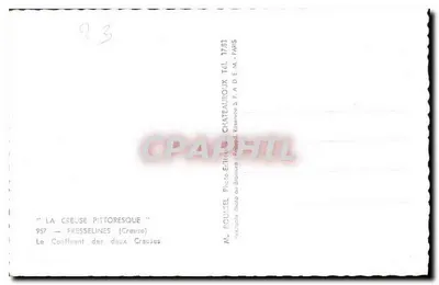 A Creuse pitoresca — Confluent dos dois rios Creuse — M. POUSSSEL Foto Editora Château-Roux, Paris — Verso