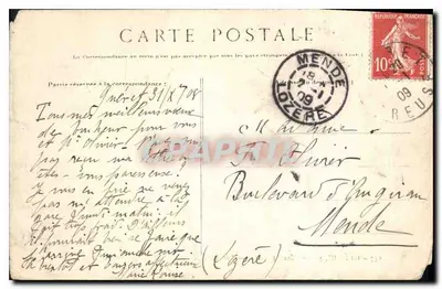 Bilhete postal antigo Glenic pres Gueret Creuse les Bords de la Creuse au Moulin du Chatelard — Verso