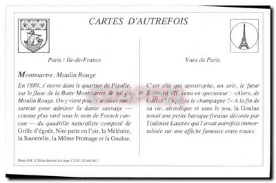 Montmartre — A Moinha Vermelha — G.C.A Paris — Verso
