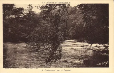 La Creuse pitoresca — Contraluz sobre a Creuse — Editor T. Trichy, Guillemont-Châteauroux, n°18