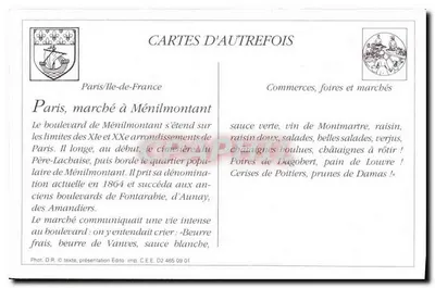 Boulevard de Ménilmontant — Día del mercado — Colección Y. Fleury, n° 249 — Reverso