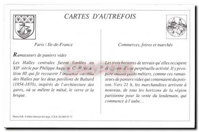 Parigi Vécu — Alle Halles — Il raccolto dei cestini vuoti — J. & C. edit., Angoulême-Parigi — Verso