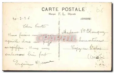 Nice (A.-M.) — Promenada Anglijska — Widok z Pałacu Jetée — Wydawca Pasteur, nr 45 — Rewers