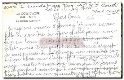 Ogród Albert — Nice — Wydawca La Côte d'Azur, nr 2059 — Rewers