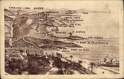 Panorama da Grande Corniche — Vista da costa entre Menton e Nice — Editor: Le Belvédère d'Èze