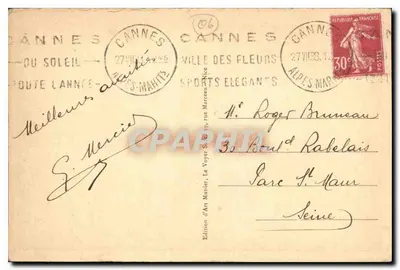 Cannes — Widok z Croisette — Munier, nr 210 — Rewers