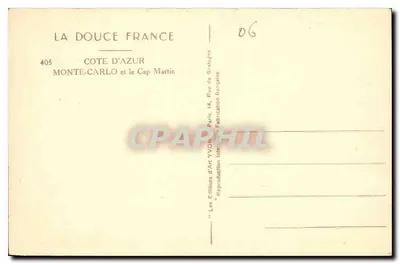 Monte-Carlo e il Capo Martin — Costa Azzurra — Edizioni d'Arte YVON, Parigi — Verso