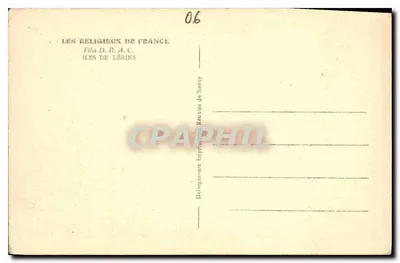 Les Îles de Lérins — Widok wybrzeża z sosnami — Wydawca: Héloïseau Imprimeur, Nancy — Rewers