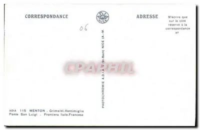 Ponte San Luigi — granica włosko-francuska — Adia, n°115 — Rewers