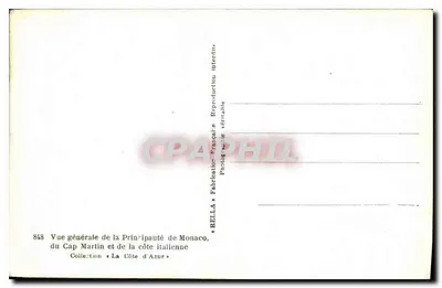 Cap Martin — Vista geral da Principalidade de Mônaco e da costa italiana — Rella — Verso