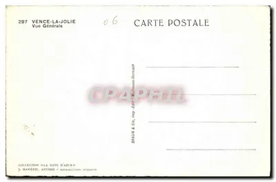 Vence-la-Jolie — Vista Geral — Braun & Cie, Imp. Editeur, Antibes — Verso