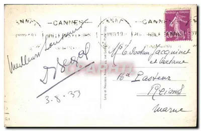 CANNES - La Croisette i Mont Chevalier — wydawca Levy et Neudien, nr 394 — Rewers
