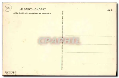 Ilha Saint-Honorat — Avenida dos Ciprestes conduzindo ao mosteiro — Mona — Verso