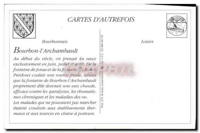 Bourbon-l'Archambault — Wóz noszony — Allier 560 — Wydawca: Cartes d'Autrefois — Rewers