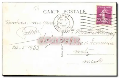 NANCY - Palácio do Governo e Praça Carrière — Edição de Arte V. Reicher, n° 444 — Verso
