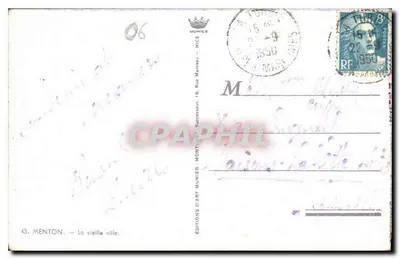 Menton — la vieja ciudad — Ediciones de Arte Munier — Reverso
