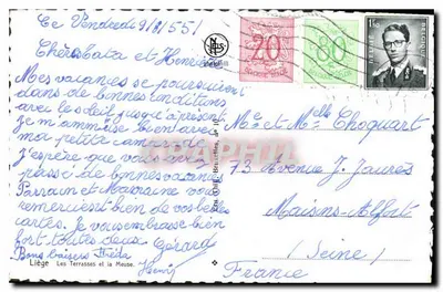 Place des Terrasses e o rio Meuse — Liège — editor não identificado — Verso