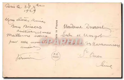 Criança em traje de inverno — cena de Natal — P.C. 2570, Paris — Verso