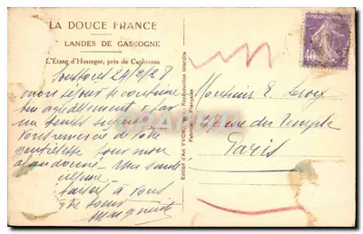 L'Étang d'Hossegor, perto de Capbreton — Landes de Gascogne — Edição de Arte YVON, n° 17 — Verso