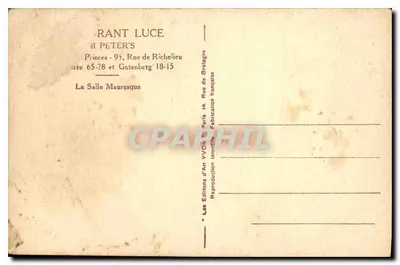 Maureske Zaal — Restaurant Peter's — Edities van Kunst Yvon, Parijs — Achterkant