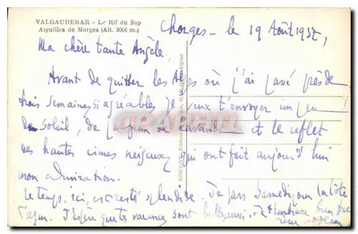 Valgaudemar - Le Rif du Sap — Aiguilles de Morges (Alt. 3006 m.) — Rougny, Éditeur (Alpes) — Verso
