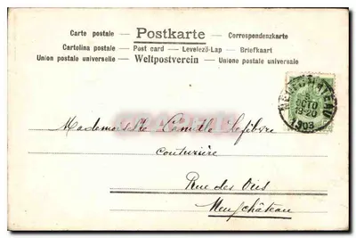 Caricature portrait of a black man — publisher D.V.D. no. 6368 — Neußchâteau, 3 October 1903 — Back
