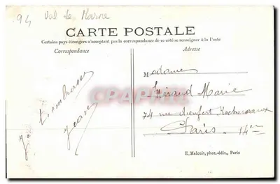 Vincennes — Panorama vers le Donjon — E. M. (éditeur imprimé sur la carte) — Verso