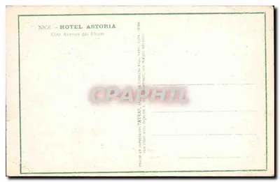 Hotel Astória — Nice, Avenida das Flores — editor Patras — Verso